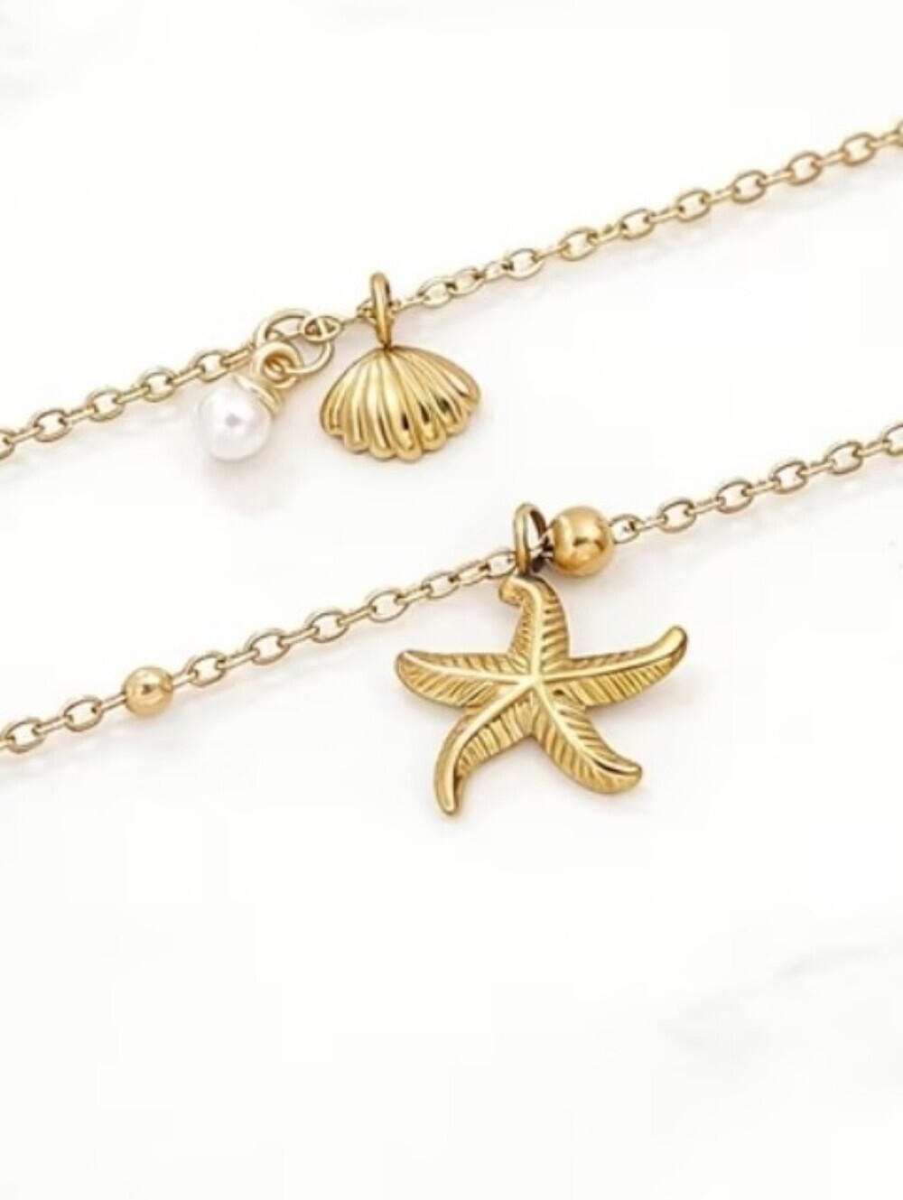 Ankle Stainless Steel Shell & Starfish AnkleSet2 - Picture 3 of 4
